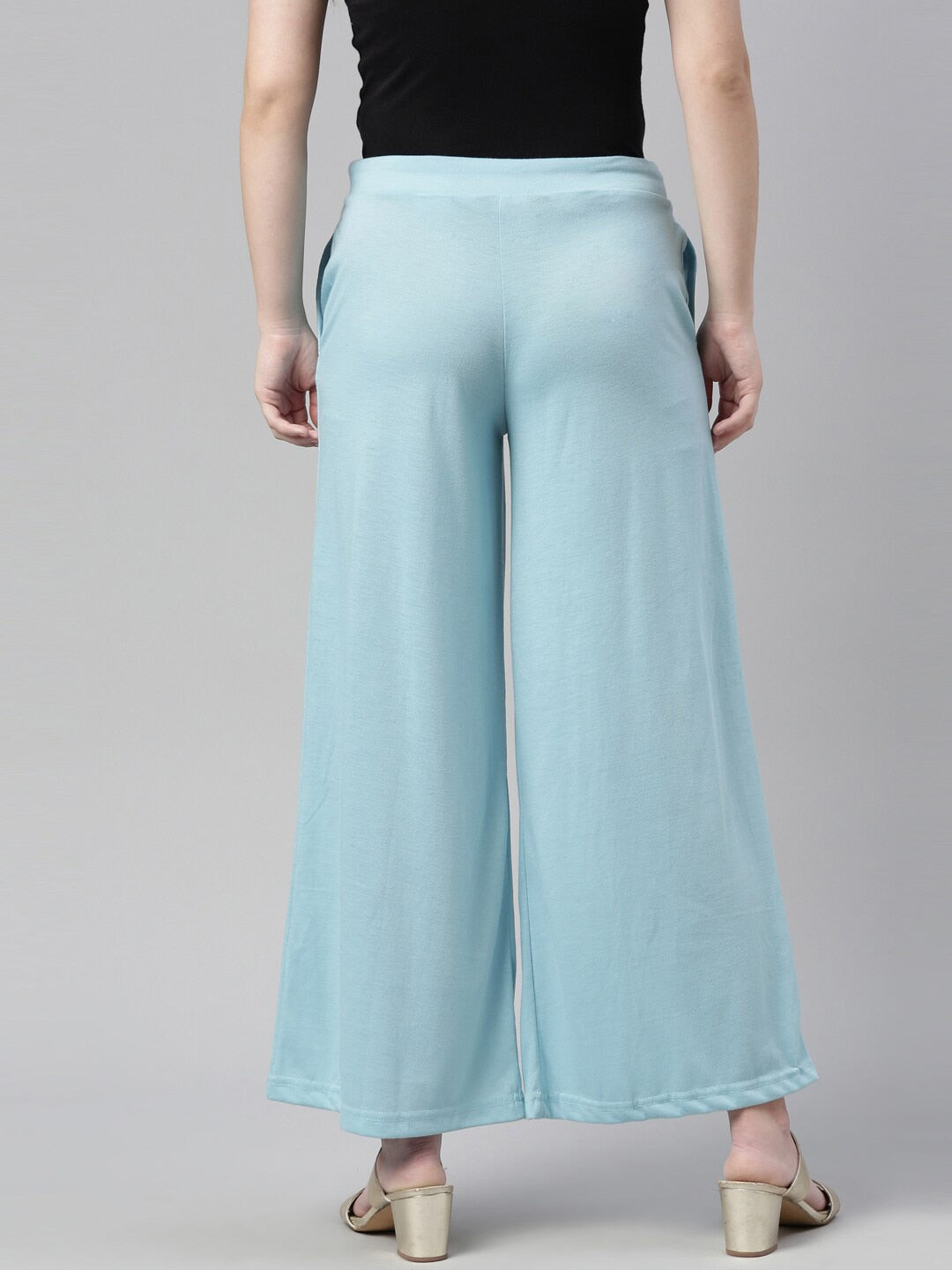 Souchii Blue Knitted Palazzos | Grocsy