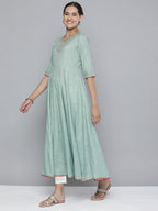 HERE&NOW Women Embroidered Ethnic Motifs Yoke Design Anarkali Kurta | Grocsy