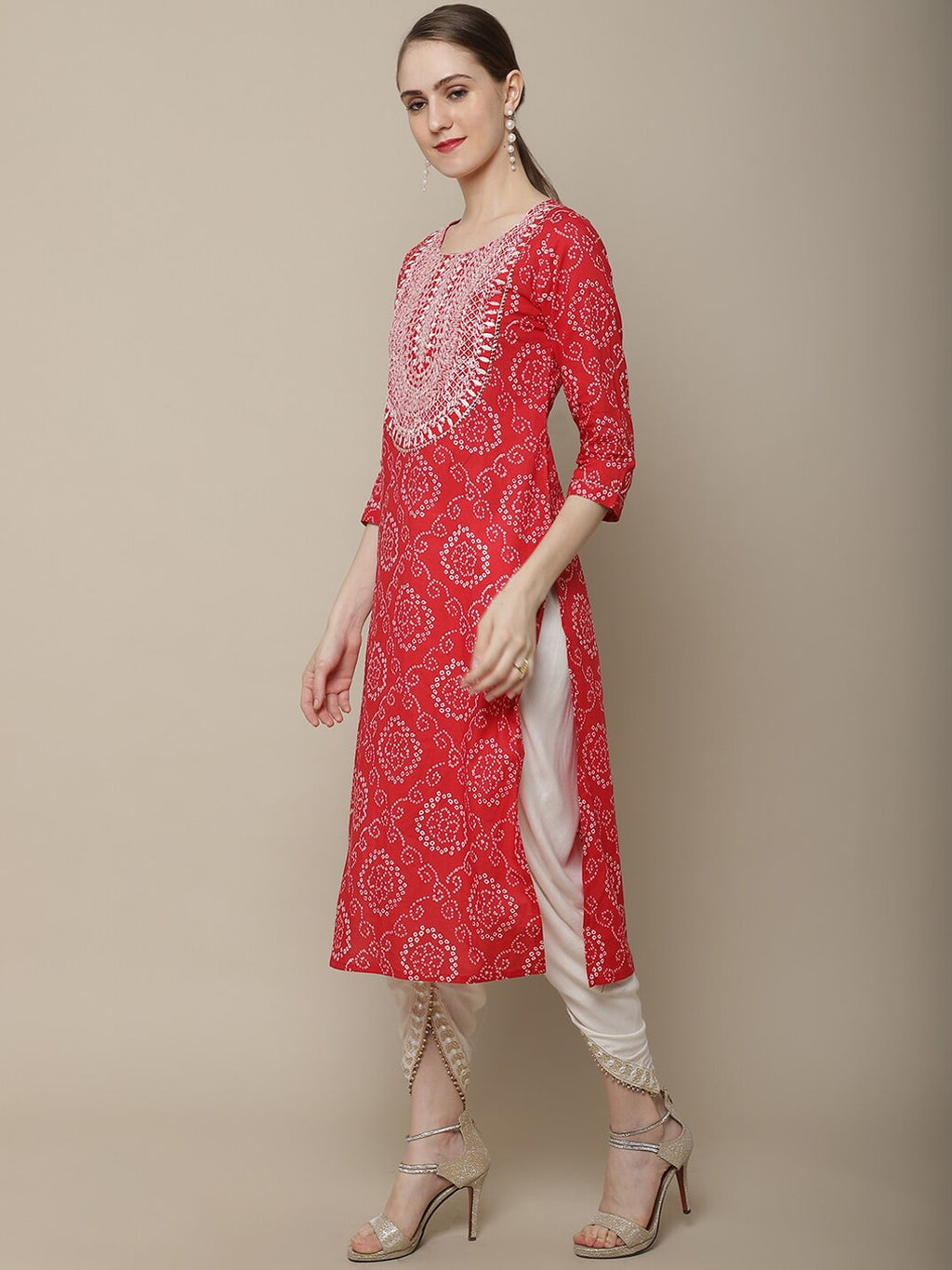 Sangria Bandhani Printed Cotton Kurta | Grocsy