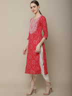 Sangria Bandhani Printed Cotton Kurta | Grocsy