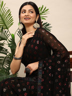 kasee Floral Printed Sequinned Saree | Grocsy