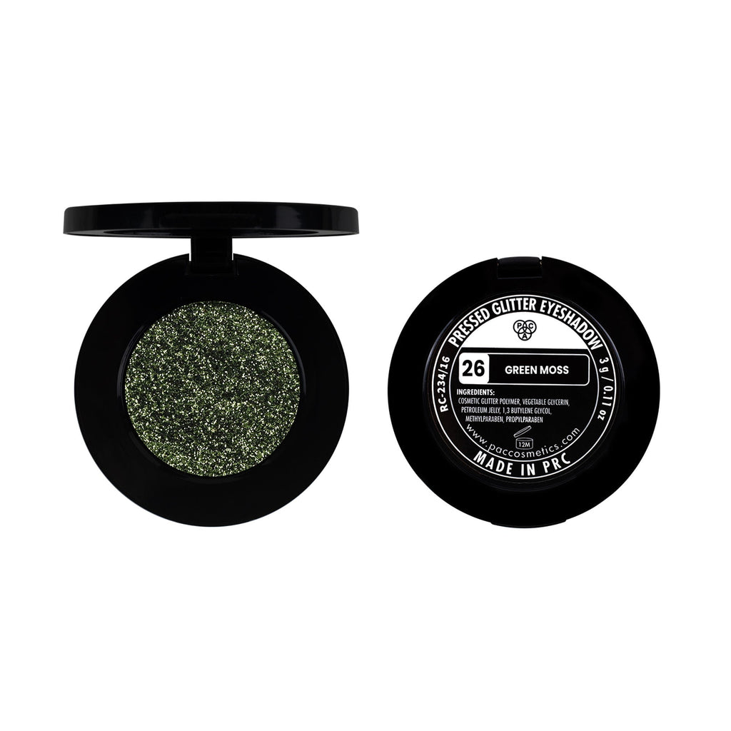 PAC Studio Pressed Glitter Eyeshadow - 26 Green Moss | Grocsy