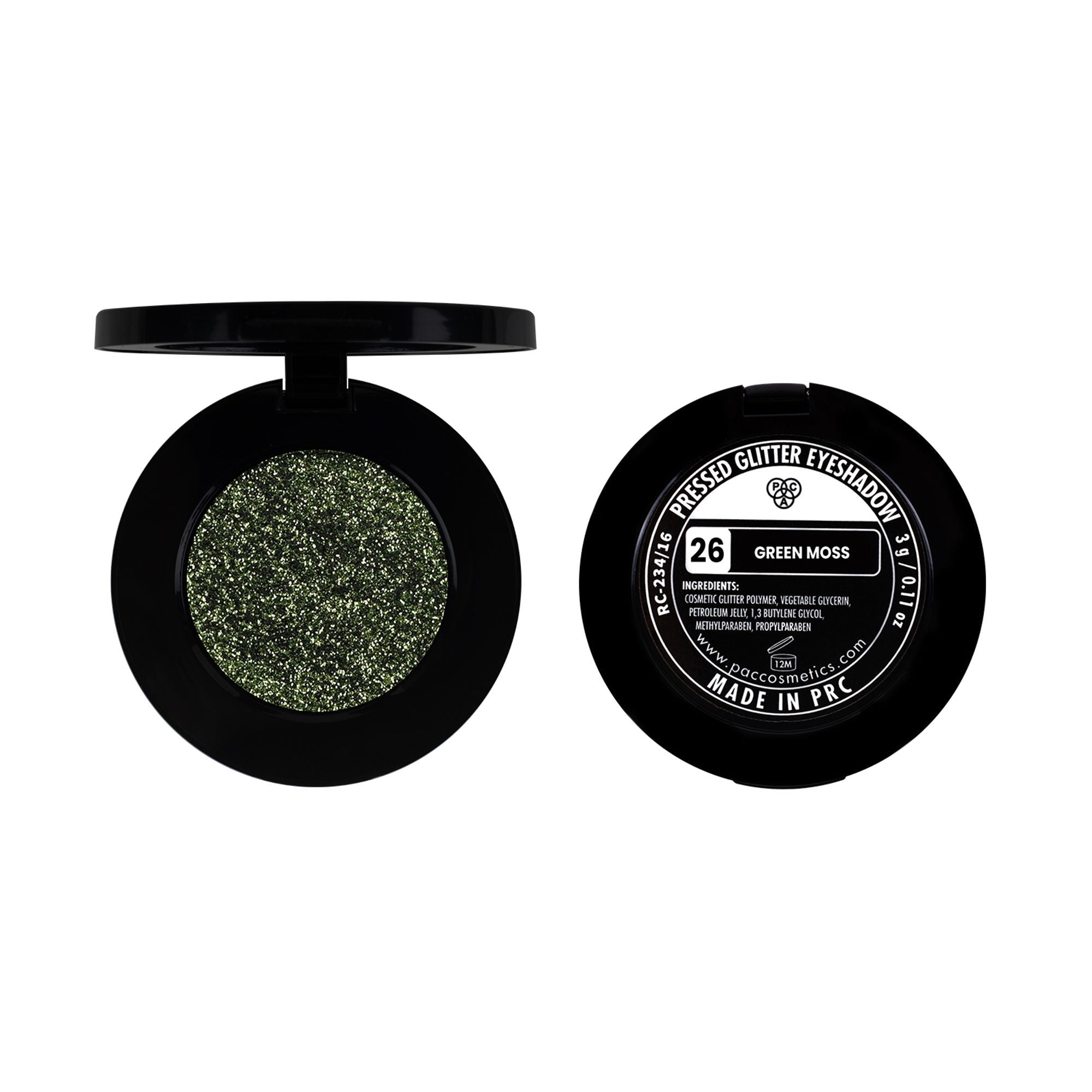PAC Studio Pressed Glitter Eyeshadow - 26 Green Moss | Grocsy