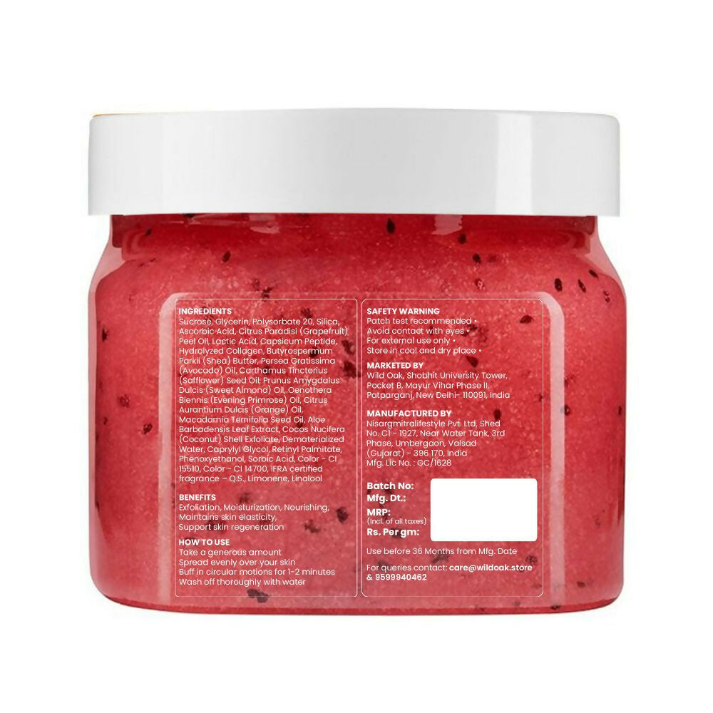 Wild Oak Watermelon Shea Sugar Scrub with Niacinamide For Tan Removal & Smooth Skin | Grocsy