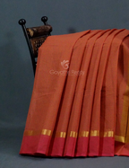 Dual Shades of Tomato Red Pure Magalgiri Cotton Saree By Gayathri Reddy Designer Studio | Grocsy