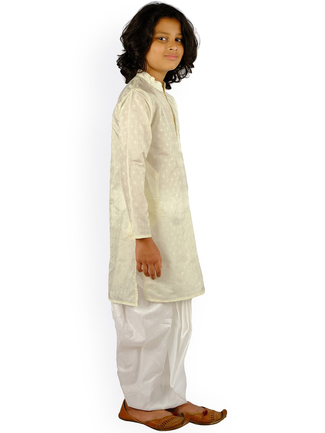 Sethukrishna Boys Cream-Coloured Angrakha Kurta with Dhoti Pants | Grocsy