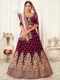 Tulsi Art Purple Zari Embroidered Bridal Lehenga Choli | Grocsy