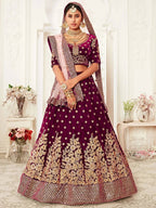 Tulsi Art Purple Zari Embroidered Bridal Lehenga Choli | Grocsy