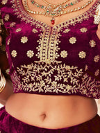 Tulsi Art Purple Zari Embroidered Bridal Lehenga Choli | Grocsy