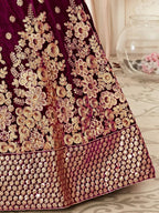 Tulsi Art Purple Zari Embroidered Bridal Lehenga Choli | Grocsy
