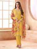 Anaita Yellow Chiffon Suit with Digital Printed & Beats Work | Grocsy