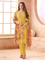 Anaita Yellow Chiffon Suit with Digital Printed & Beats Work | Grocsy