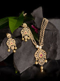 Saraf RS Jewellery Gold-Polished White & Magenta American Diamond Studded Jewellery Set | Grocsy