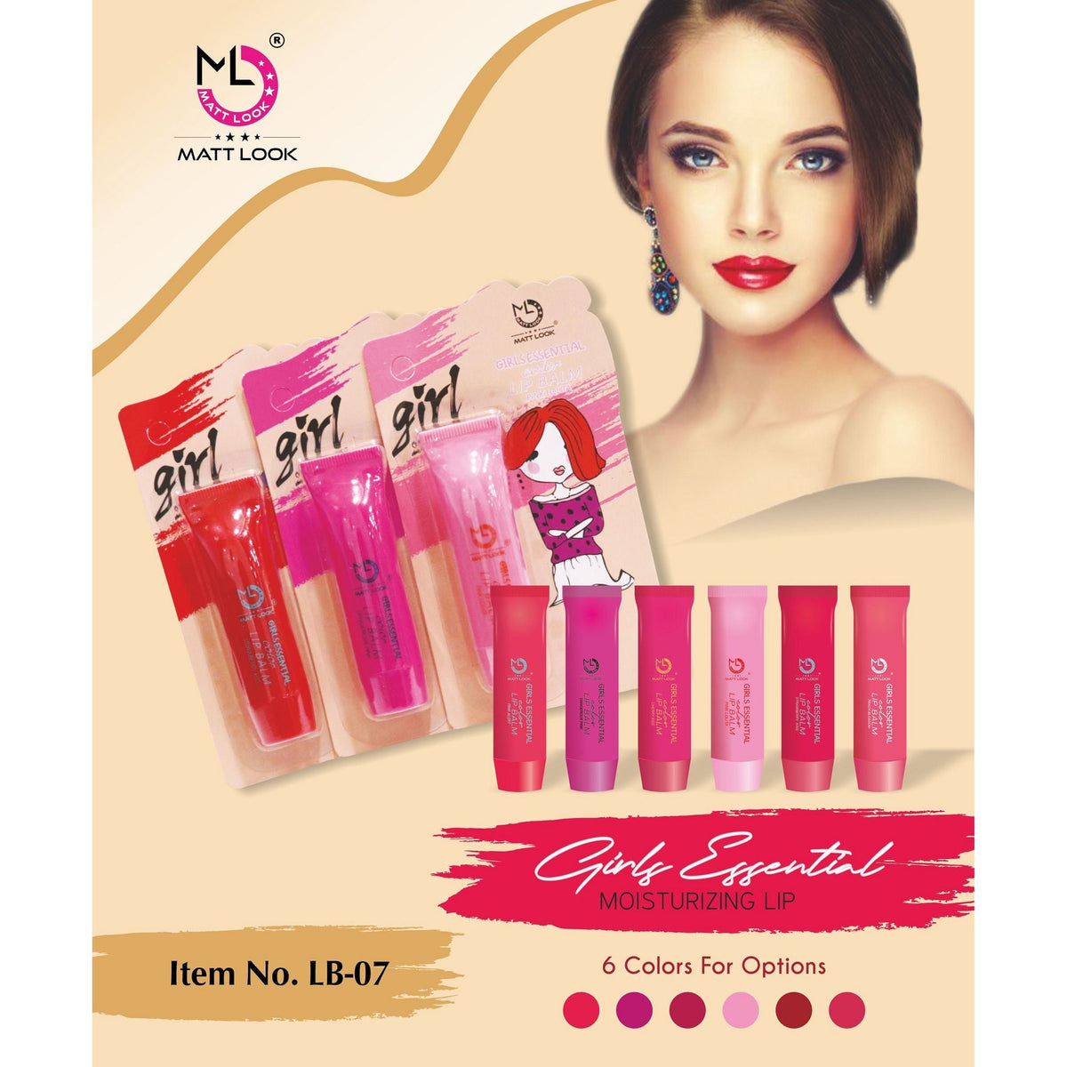 Matt Look Lip Makeup Girls Essential Color Moisturizing Lip Balm - Dangerous Pink | Grocsy