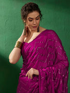 Sangria Geometric Embellished Beads and Stones Sarees | Grocsy