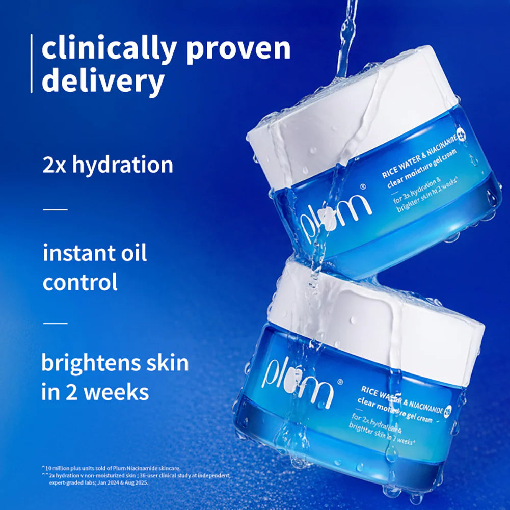 Plum 2% Niacinamide & Rice Water Daily Brightening Gel Cream | Grocsy