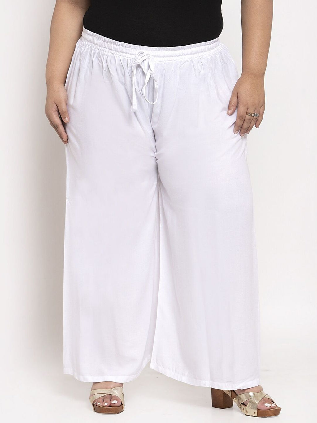 TAG 7 Women Plus Size Mid-Rise Wide Leg Palazzos | Grocsy