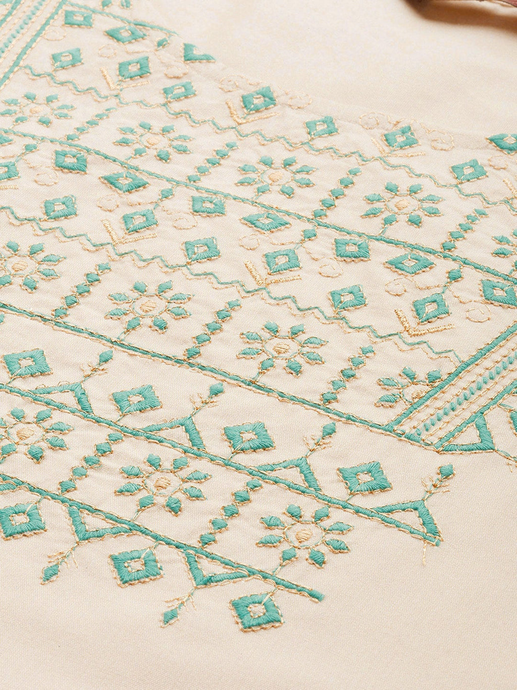 Sangria Women Ethnic Motifs Embroidered Thread Work Pastels Kurta | Grocsy