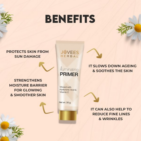 Jovees Illuminating Primer Infused with Hyaluronic Acid & Vitamin E | Grocsy