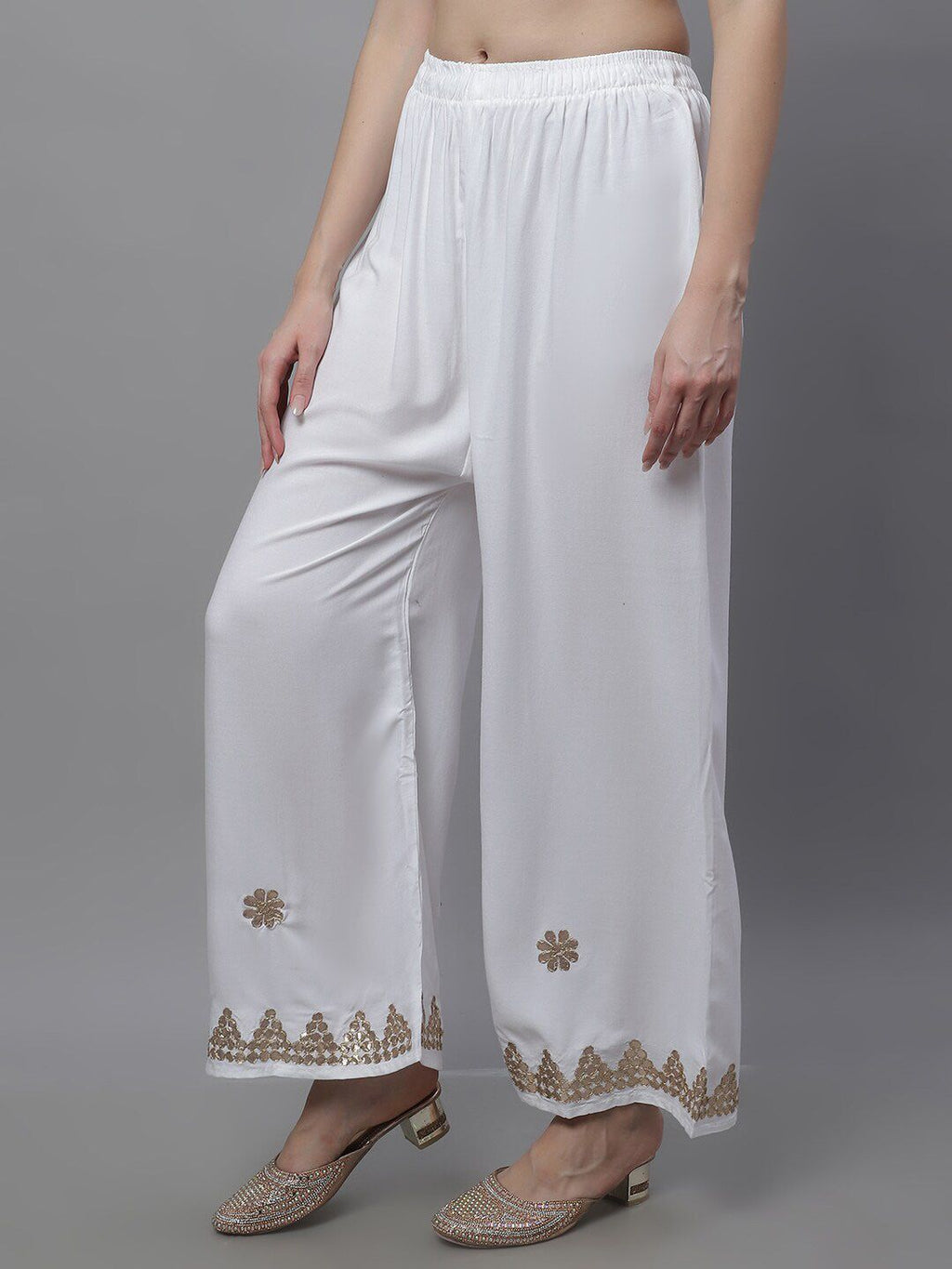 TAG 7 Women Ethnic Motifs Hem Design Flared Palazzos | Grocsy