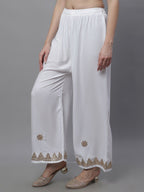 TAG 7 Women Ethnic Motifs Hem Design Flared Palazzos | Grocsy