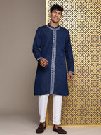 House of Pataudi Men Jashn Embroidered Mirror Work Kurta | Grocsy