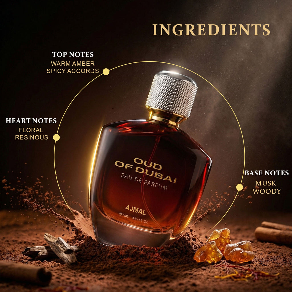 Ajmal India Oud Of Dubai Eau De Parfum Long Lasting Luxury Oud Fragrance, Rich Woody Perfume For Men | Grocsy