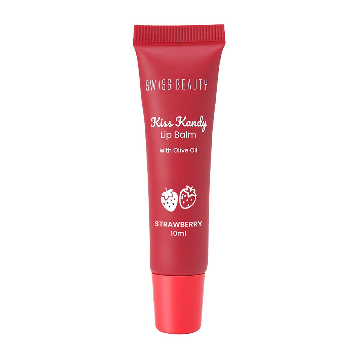 Swiss Beauty Kiss Kandy Tinted Lip Balm | Non-Sticky with Olive Oil & Vitamin E - 7 Strawberry | Grocsy