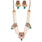Gold-Polished Alloy Pearl Choker Set With Jadau Kundan Work Motifs - The Pari | Grocsy
