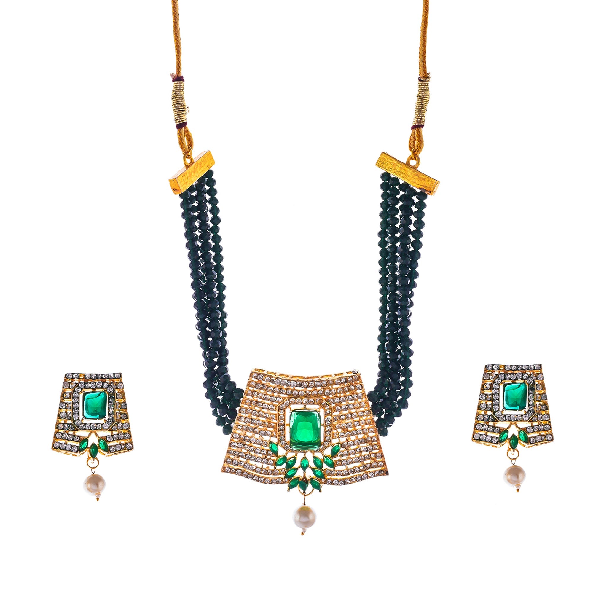 Gold-Polished Alloy Crystal Chain & American Diamond Choker Necklace - The Pari | Grocsy