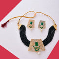 Gold-Polished Alloy Crystal Chain & American Diamond Choker Necklace - The Pari | Grocsy