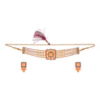 Gold-Polished Alloy Neon Square Motif Pearl Choker Necklace Set - The Pari | Grocsy