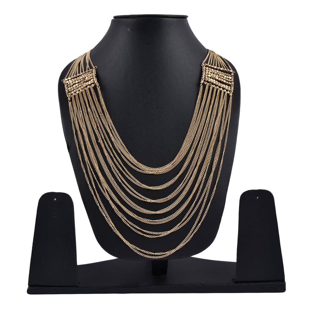 Gold-Polished Alloy Designer Brass Cluster Beads Rani Haar Necklace - The Pari | Grocsy