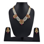 Gold-Polished Alloy Pearl Choker Set With Jadau Kundan Work Motifs - The Pari | Grocsy