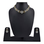 Rhodium-Plated Alloy Dual Tone Ad Neckalce With Earrings - The Pari