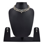 Rhodium-Plated Alloy Pearl Hanging Designer Choker Necklace - The Pari | Grocsy