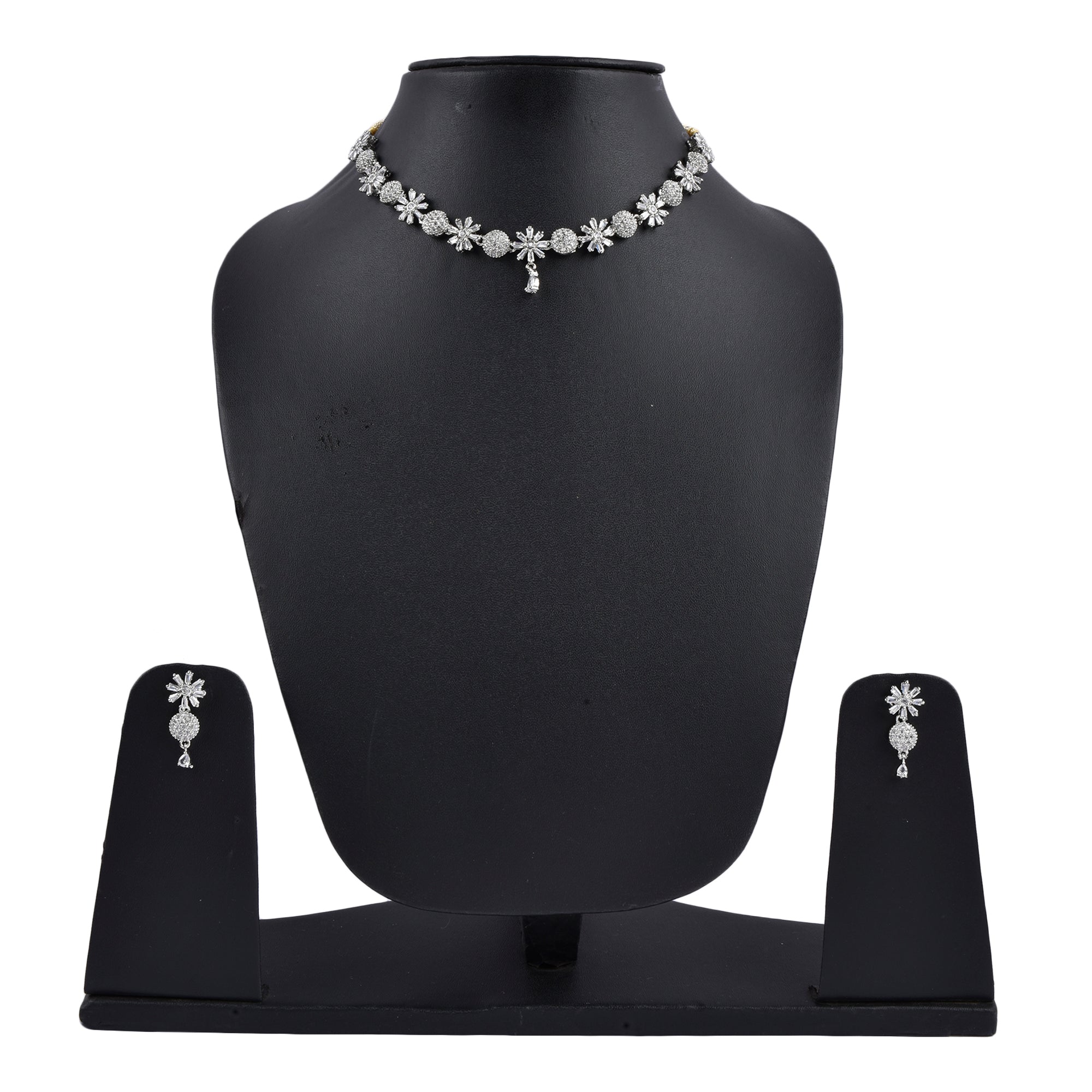 Rhodium-Plated Alloy Denty Look Designer Ad Necklace - The Pari | Grocsy