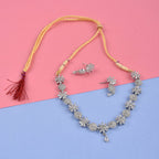Rhodium-Plated Alloy Denty Look Designer Ad Necklace - The Pari | Grocsy