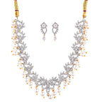 Rhodium-Plated Alloy Pearl Hanging Designer Choker Necklace - The Pari | Grocsy