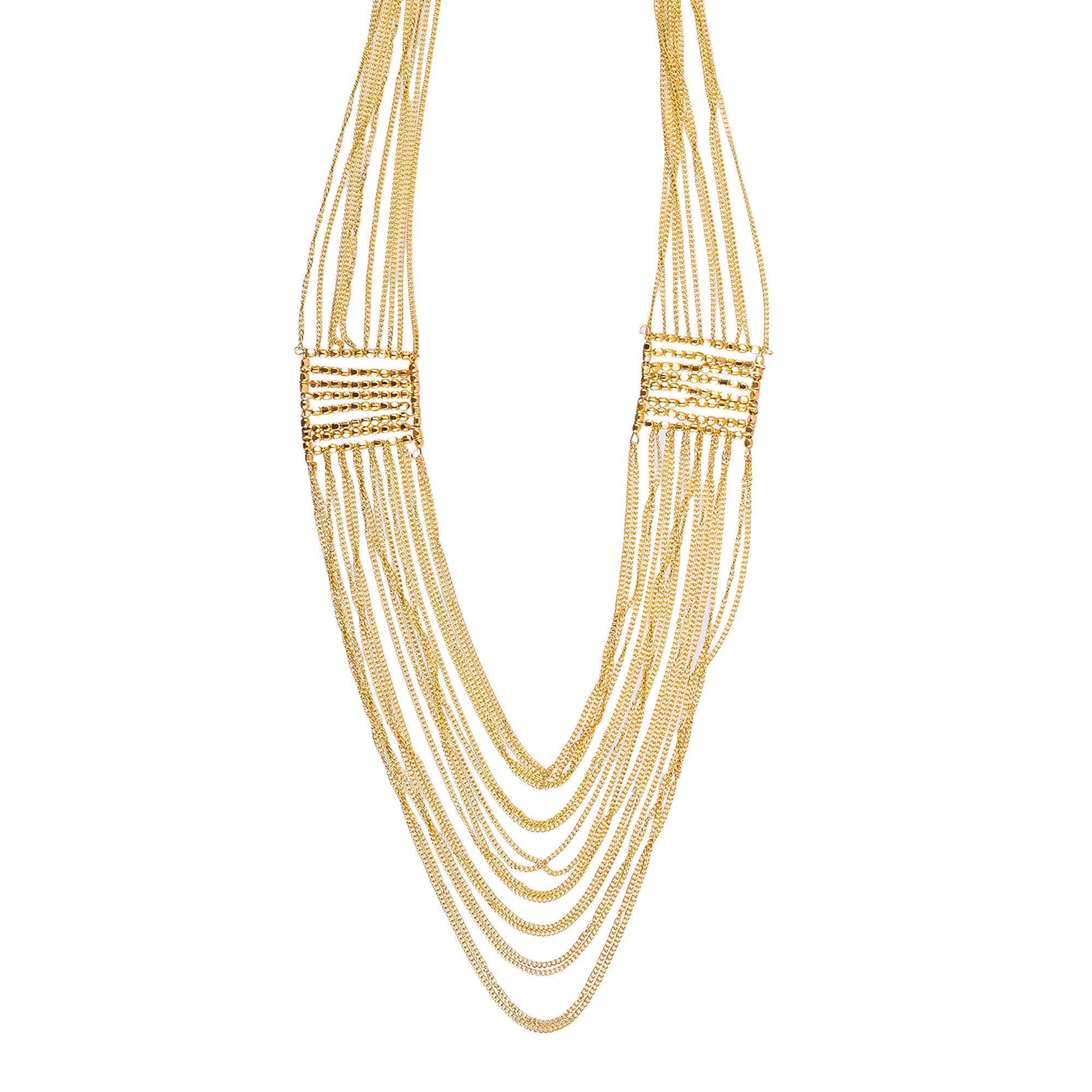 Gold-Polished Alloy Designer Brass Cluster Beads Rani Haar Necklace - The Pari | Grocsy