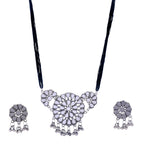 Silver-Plated Alloy Glass Studded Tribal Oxidised Choker Necklace - The Pari | Grocsy