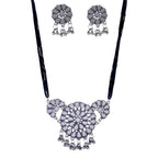 Silver-Plated Alloy Glass Studded Tribal Oxidised Choker Necklace - The Pari | Grocsy