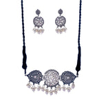 Silver-Plated Alloy Rhinestones Studded Tribal Oxidised Choker Necklace - The Pari | Grocsy