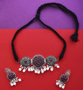 Silver-Plated Alloy Designer Oxidised Choker Necklace - The Pari | Grocsy
