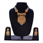 Gold-Polished Alloy Polki Work Long Pearl Rani Haar Necklace - The Pari | Grocsy