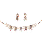 Gold-Polished Alloy Five Motif Pearl Choker Necklace - The Pari | Grocsy
