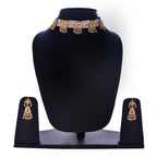 Gold-Polished Alloy Five Motif Pearl Choker Necklace - The Pari | Grocsy