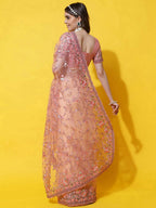 kasee Floral Embroidered Net Saree | Grocsy