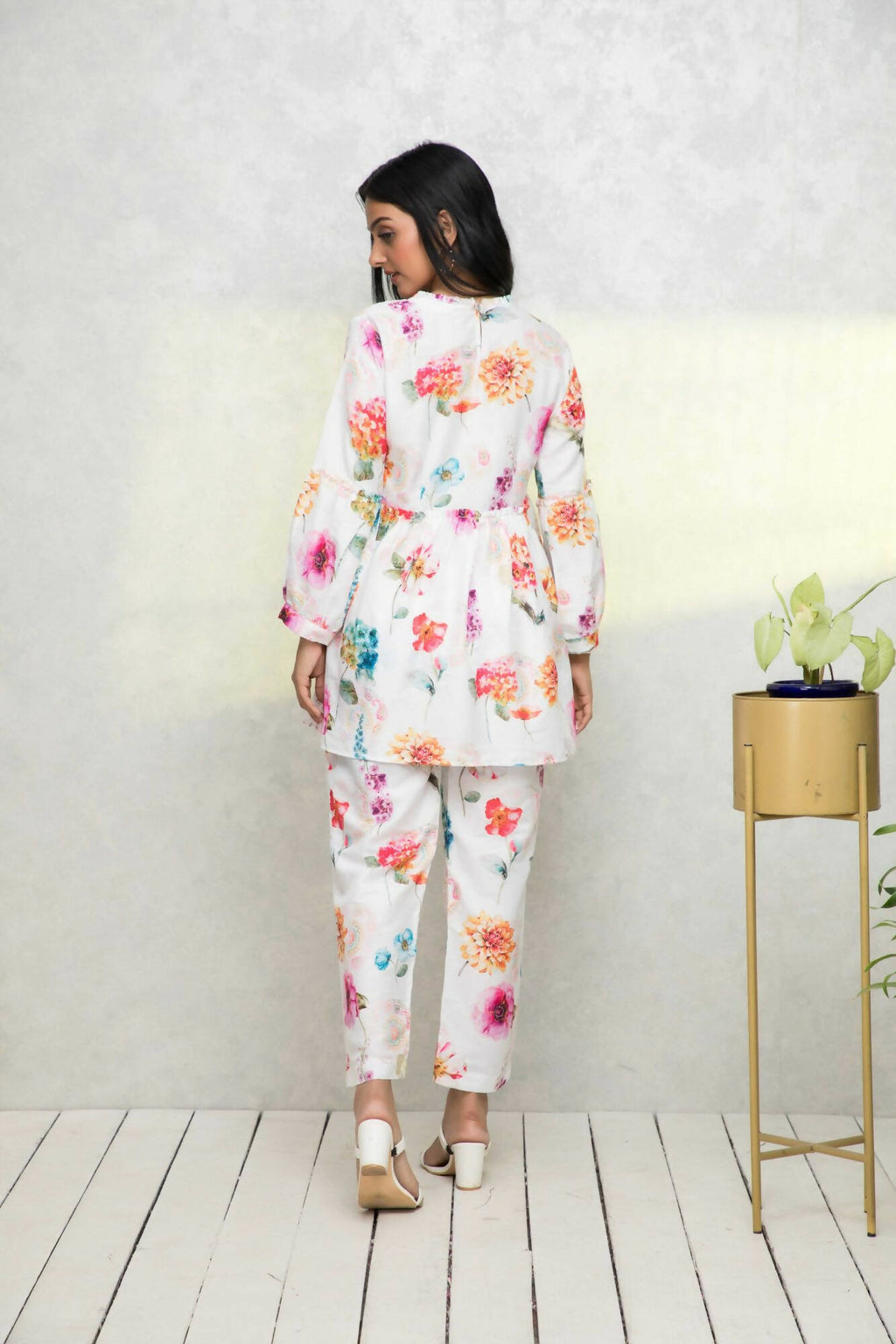 Myshka Women White Printed Romantic Florals Co-Ords | Grocsy