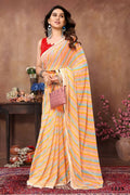Aafreen Partywear Designer Yellow Georgette Fancy Ready Wear Saree | Grocsy